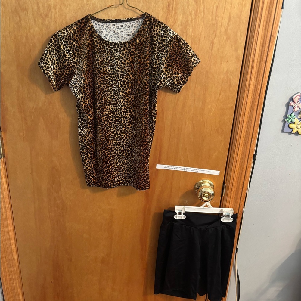 Cicci Leopard Print Top and Black Short Set for Boys